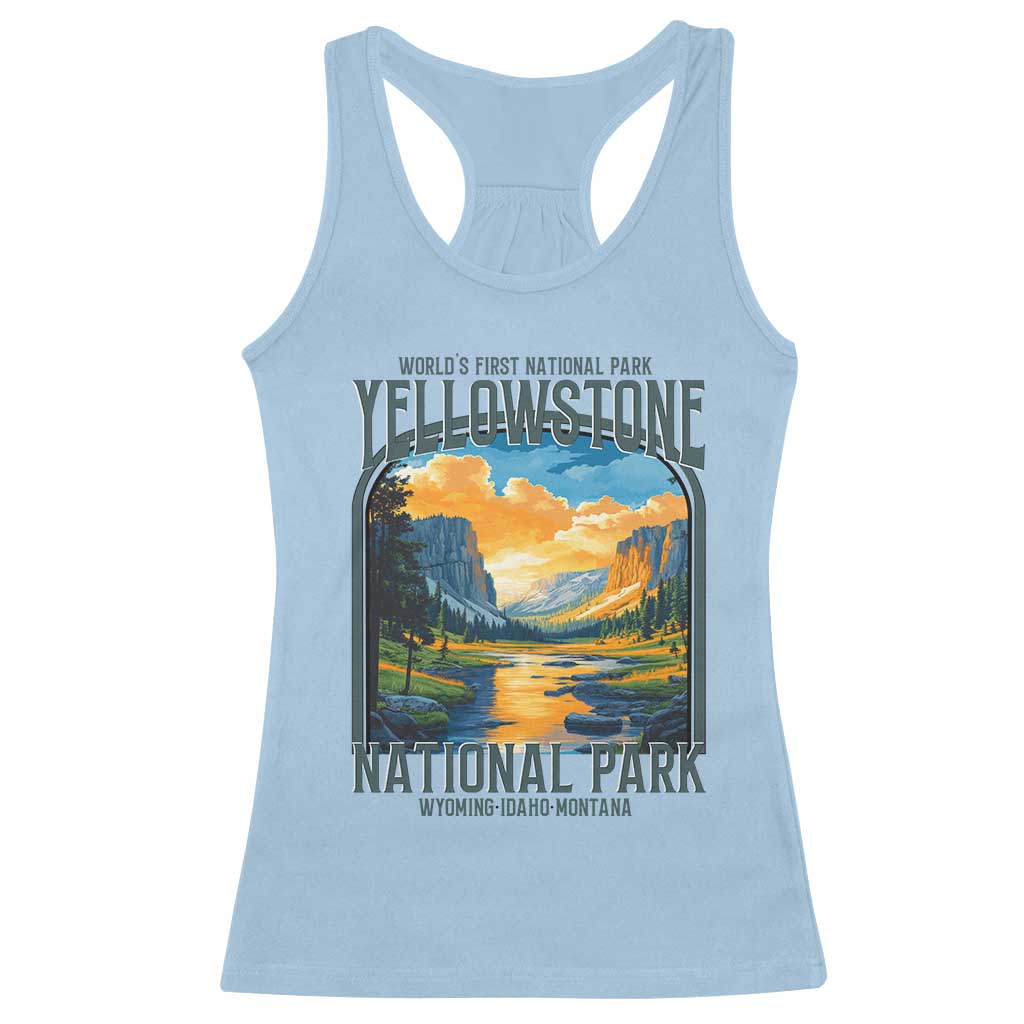 Yellowstone National Park Racerback Tank Top Worlds First NP Retro Vintage Graphic TS02 Light Blue Print Your Wear