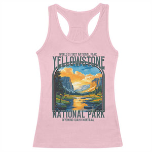 Yellowstone National Park Racerback Tank Top Worlds First NP Retro Vintage Graphic TS02 Light Pink Print Your Wear