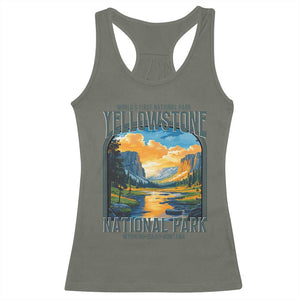 Yellowstone National Park Racerback Tank Top Worlds First NP Retro Vintage Graphic TS02 Military Green Print Your Wear