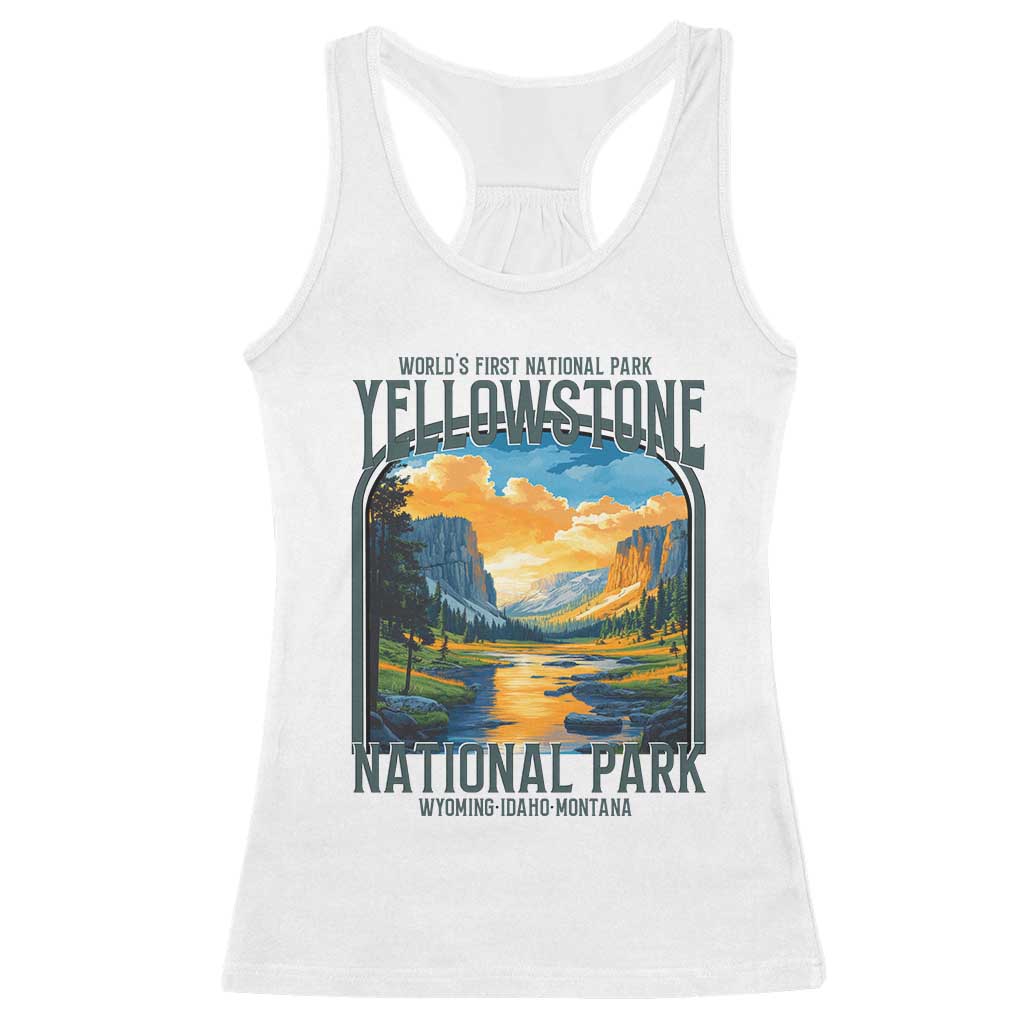 Yellowstone National Park Racerback Tank Top Worlds First NP Retro Vintage Graphic TS02 White Print Your Wear