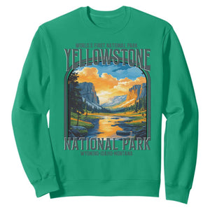 Yellowstone National Park Sweatshirt Worlds First NP Retro Vintage Graphic TS02 Irish Green Print Your Wear