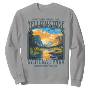 Yellowstone National Park Sweatshirt Worlds First NP Retro Vintage Graphic TS02 Sport Gray Print Your Wear