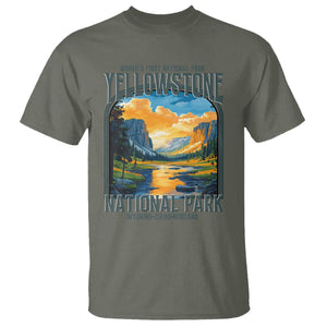 Yellowstone National Park T Shirt Worlds First NP Retro Vintage Graphic TS02 Military Green Print Your Wear