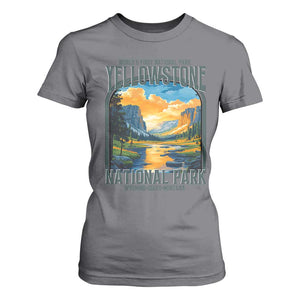 Yellowstone National Park T Shirt For Women Worlds First NP Retro Vintage Graphic TS02 Charcoal Print Your Wear