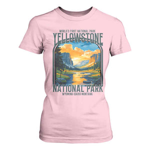 Yellowstone National Park T Shirt For Women Worlds First NP Retro Vintage Graphic TS02 Light Pink Print Your Wear