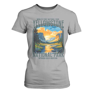 Yellowstone National Park T Shirt For Women Worlds First NP Retro Vintage Graphic TS02 Sport Gray Print Your Wear