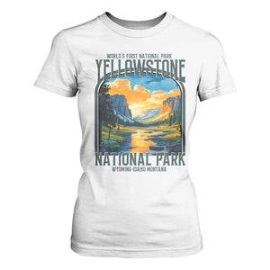 Yellowstone National Park T Shirt For Women Worlds First NP Retro Vintage Graphic TS02 White Print Your Wear