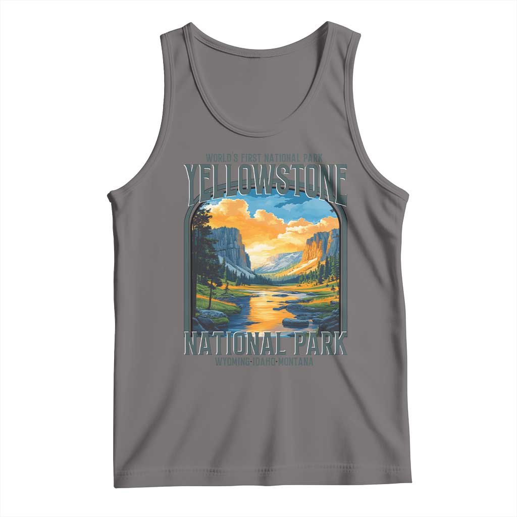 Yellowstone National Park Tank Top Worlds First NP Retro Vintage Graphic TS02 Deep Heather Print Your Wear