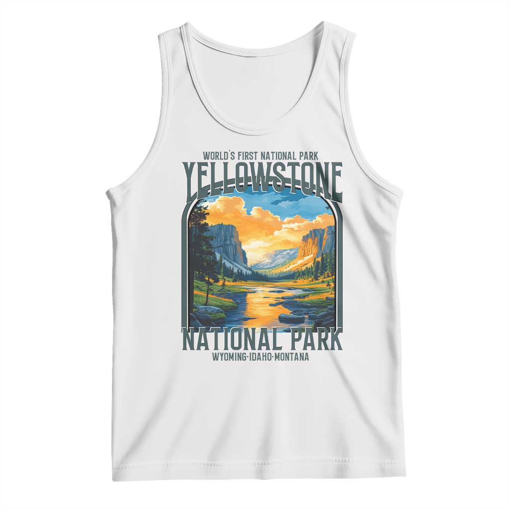 Yellowstone National Park Tank Top Worlds First NP Retro Vintage Graphic TS02 White Print Your Wear