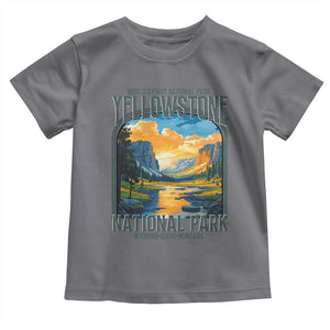 Yellowstone National Park Toddler T Shirt Worlds First NP Retro Vintage Graphic TS02 Charcoal Print Your Wear