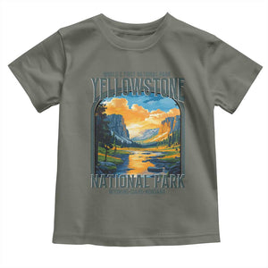 Yellowstone National Park Toddler T Shirt Worlds First NP Retro Vintage Graphic TS02 Military Green Print Your Wear