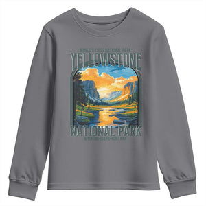 Yellowstone National Park Youth Sweatshirt Worlds First NP Retro Vintage Graphic TS02 Charcoal Print Your Wear