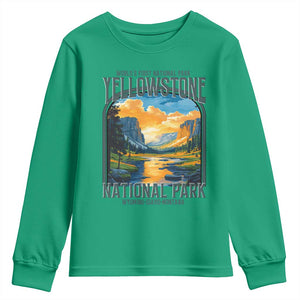 Yellowstone National Park Youth Sweatshirt Worlds First NP Retro Vintage Graphic TS02 Irish Green Print Your Wear