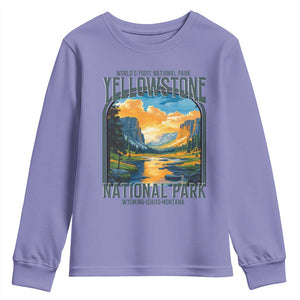 Yellowstone National Park Youth Sweatshirt Worlds First NP Retro Vintage Graphic TS02 Violet Print Your Wear