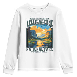 Yellowstone National Park Youth Sweatshirt Worlds First NP Retro Vintage Graphic TS02 White Print Your Wear