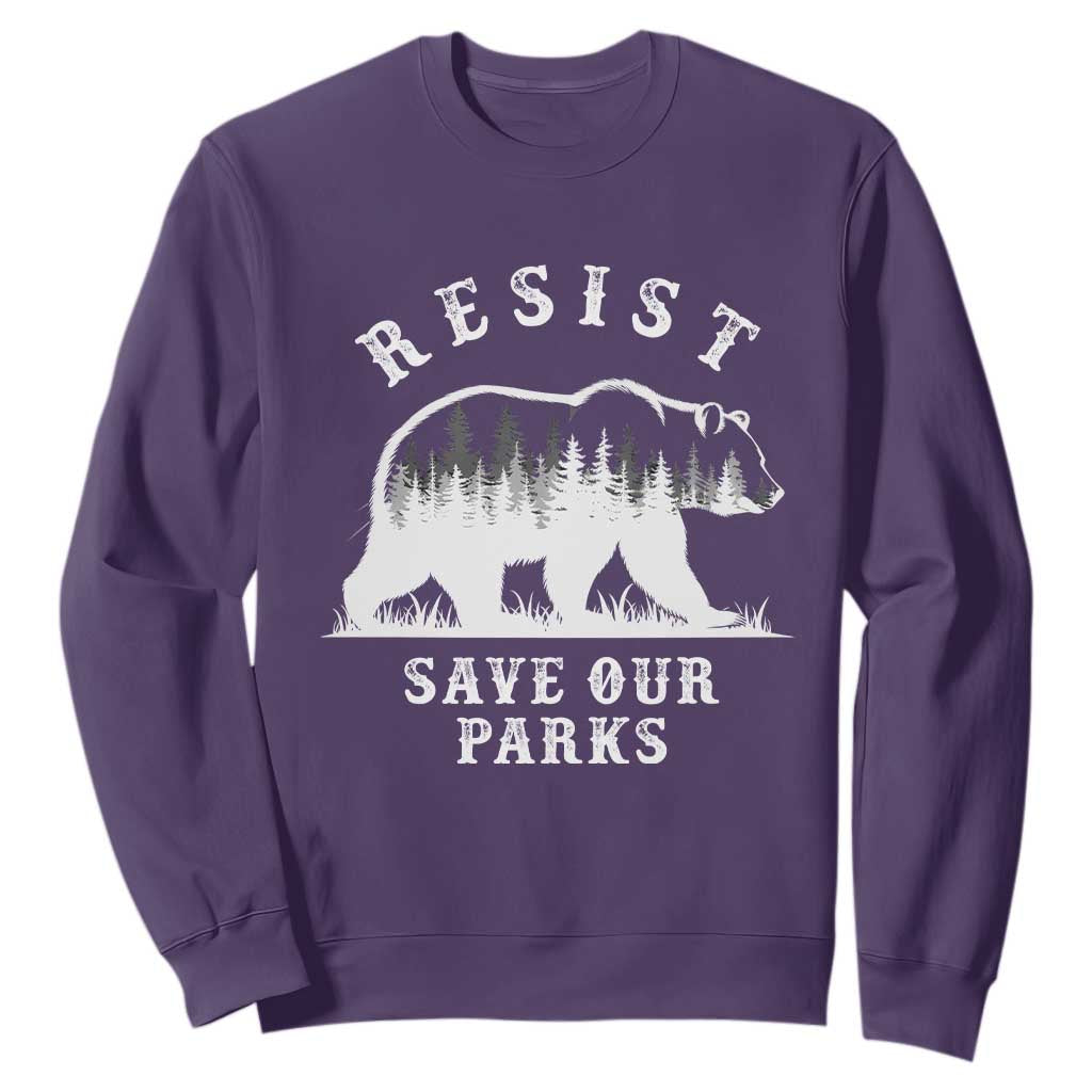 Resist Save Our Parks Sweatshirt Bear US National Parks Wildlife Nature TS02 Purple Print Your Wear