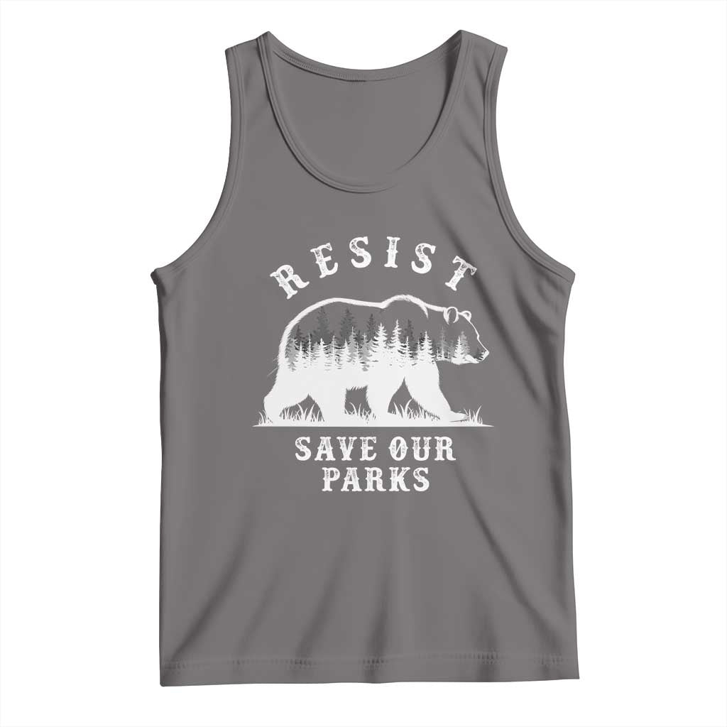 Resist Save Our Parks Tank Top Bear US National Parks Wildlife Nature TS02 Deep Heather Print Your Wear