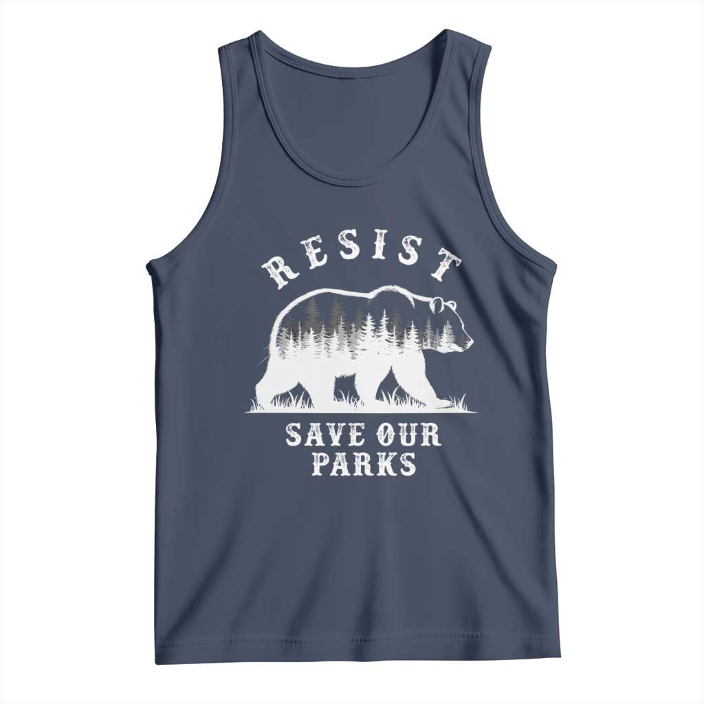 Resist Save Our Parks Tank Top Bear US National Parks Wildlife Nature TS02 Navy Print Your Wear