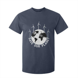 Save Our Planet T Shirt For Kid Wind Power Electricity Earth Day 2025 TS02 Navy Print Your Wear