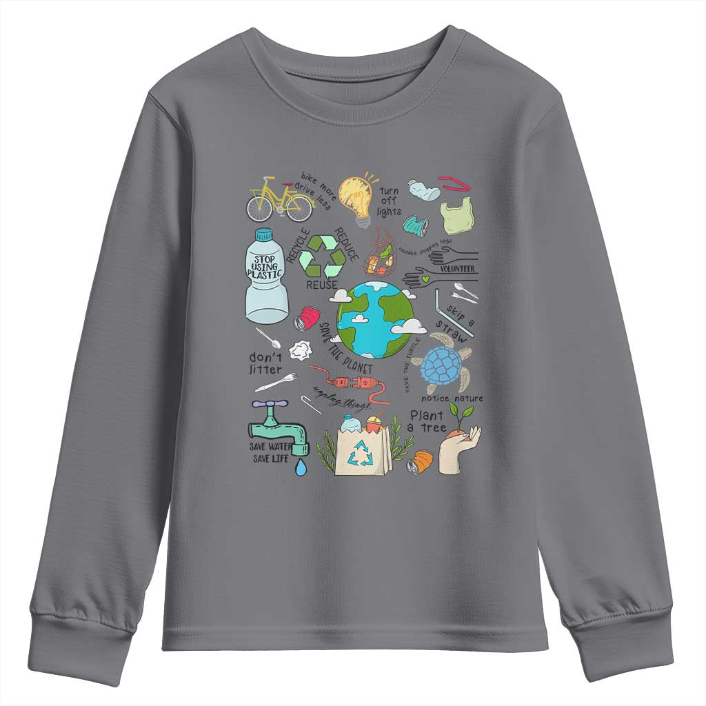 Save The Planet Youth Sweatshirt Earth Day Protect Nature Environmental Recycling TS02 Charcoal Print Your Wear