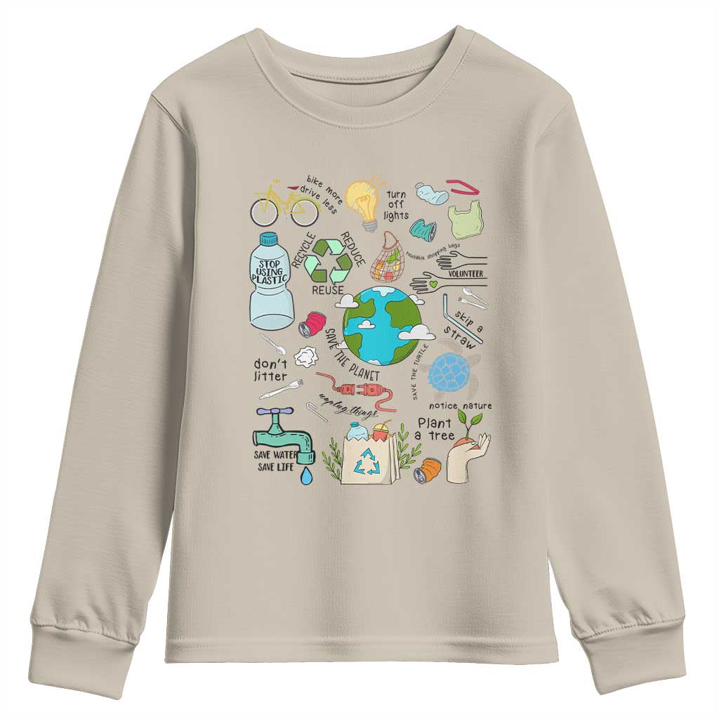 Save The Planet Youth Sweatshirt Earth Day Protect Nature Environmental Recycling TS02 Sand Print Your Wear