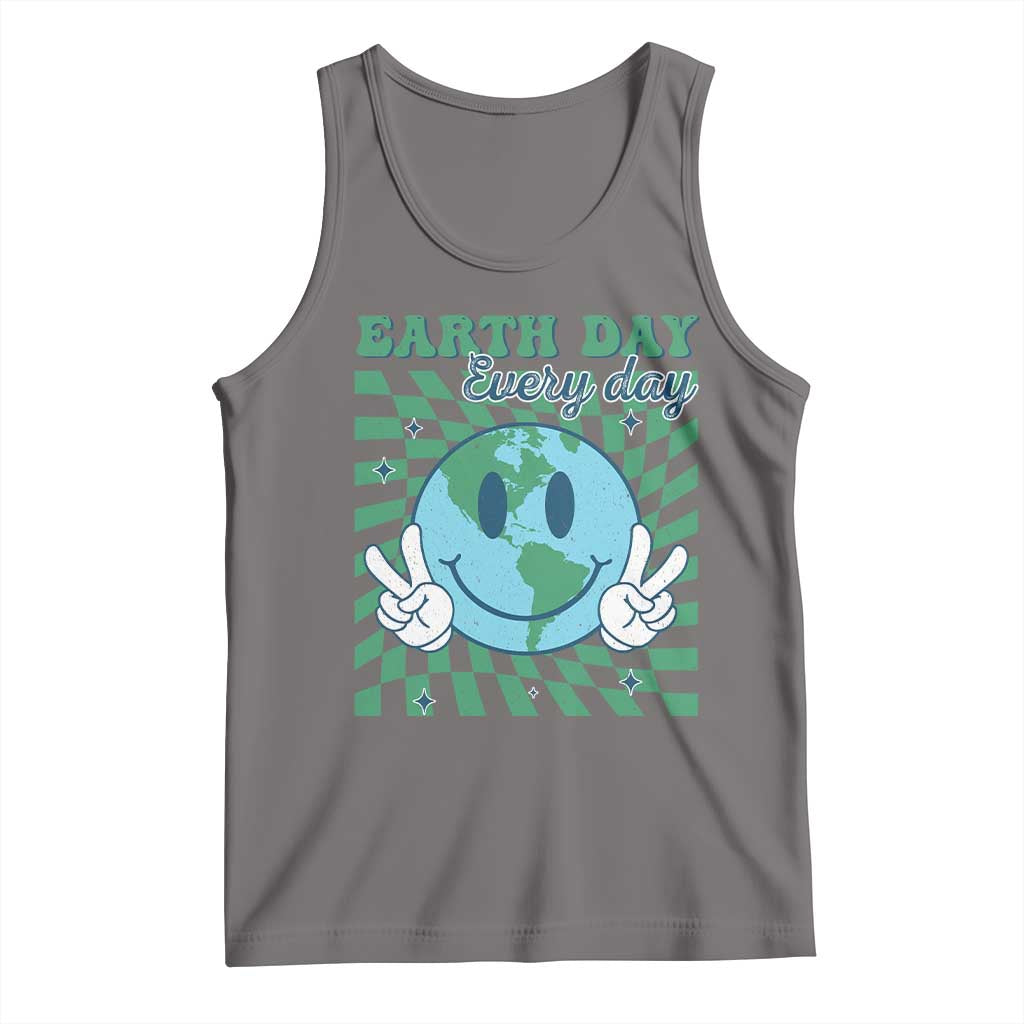 Earth Day Everyday Tank Top Smile Face Hippie Planet Anniversary TS02 Deep Heather Print Your Wear