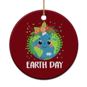 Happy Earth Day Ceramic Ornament Cute Earth With Floral TS02 1pc Red Print Your Wear
