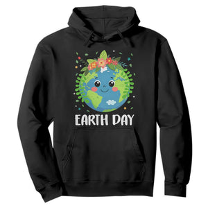 Happy Earth Day Hoodie Cute Earth With Floral TS02 Black Print Your Wear