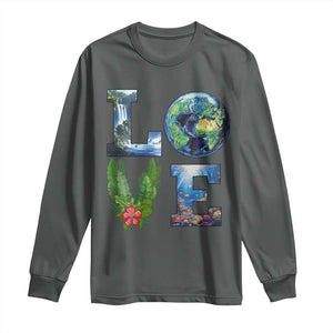 Earth Day LOVE Long Sleeve Shirt Planet Anniversary Everyday TS02 Dark Heather Print Your Wear