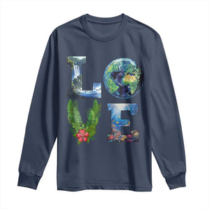 Earth Day LOVE Long Sleeve Shirt Planet Anniversary Everyday TS02 Navy Print Your Wear