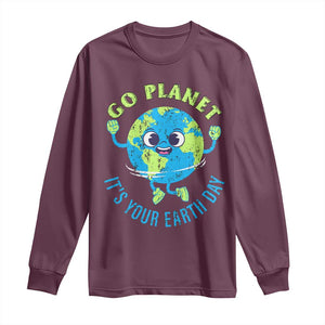 Go Planet It's Your Earth Day Long Sleeve Shirt TS02 Maroon Print Your Wear