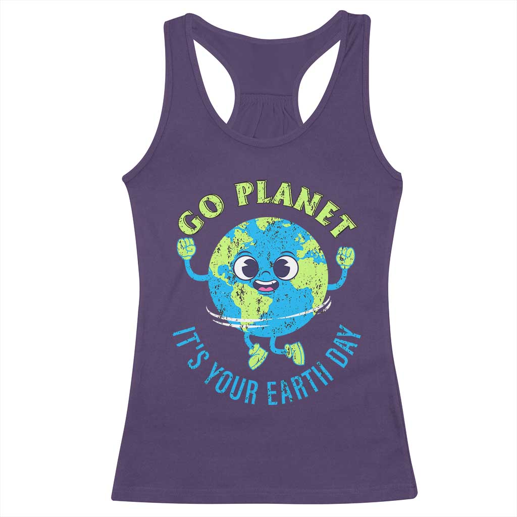 Go Planet It's Your Earth Day Racerback Tank Top TS02 Purple Print Your Wear