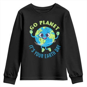 Go Planet It's Your Earth Day Youth Sweatshirt TS02 Black Print Your Wear