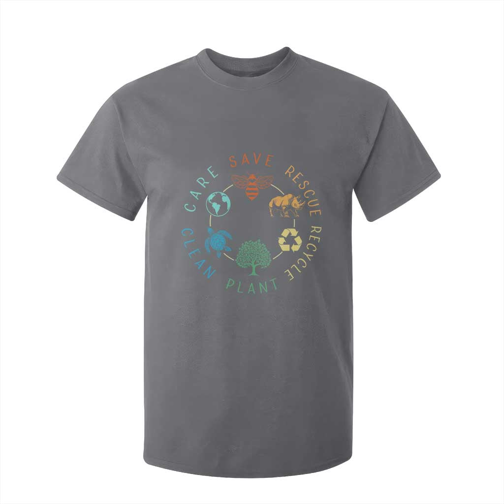 Save Bees Rescue Animals Recycle Plastic T Shirt For Kid Earth Day Protect The Environment TS02 Charcoal Print Your Wear