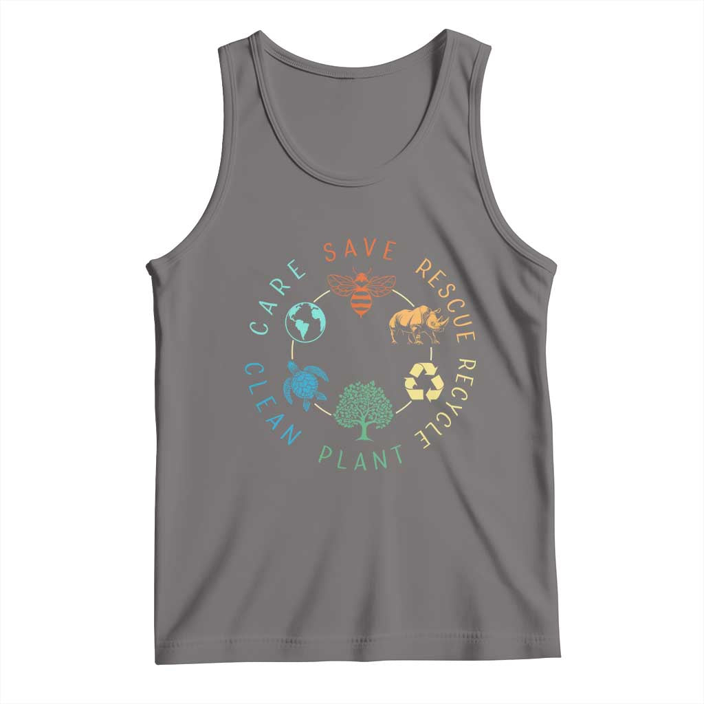 Save Bees Rescue Animals Recycle Plastic Tank Top Earth Day Protect The Environment TS02 Deep Heather Print Your Wear