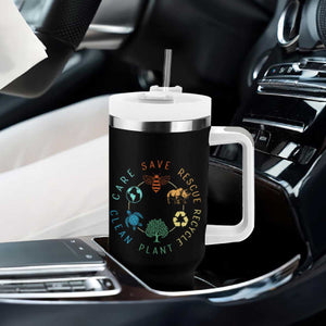 Save Bees Rescue Animals Recycle Plastic Tumbler With Handle Earth Day Protect The Environment TS02 Print Your Wear