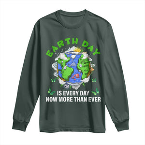 Earth Day Is Every Day Long Sleeve Shirt Now More Than Ever TS02 Dark Forest Green Print Your Wear