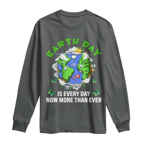 Earth Day Is Every Day Long Sleeve Shirt Now More Than Ever TS02 Dark Heather Print Your Wear