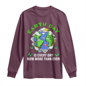 Earth Day Is Every Day Long Sleeve Shirt Now More Than Ever TS02 Maroon Print Your Wear