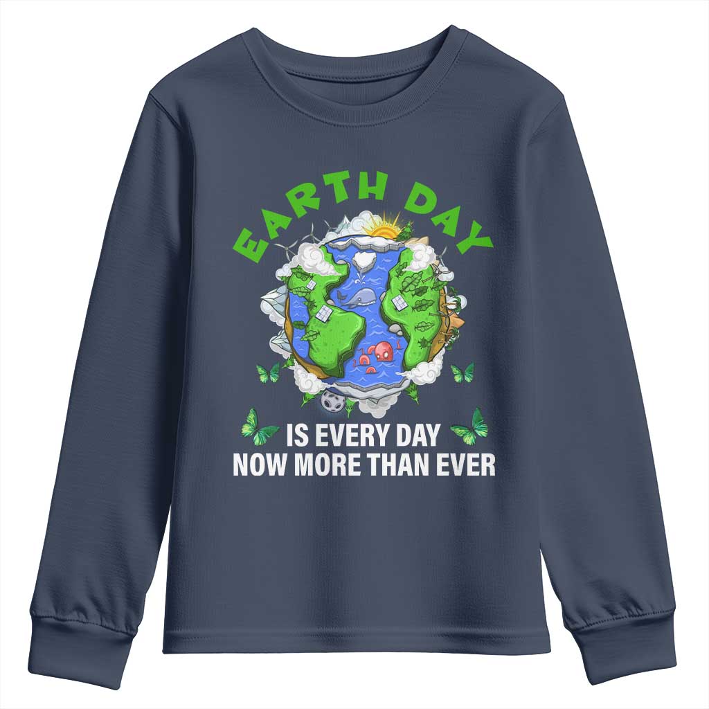 Earth Day Is Every Day Youth Sweatshirt Now More Than Ever TS02 Navy Print Your Wear