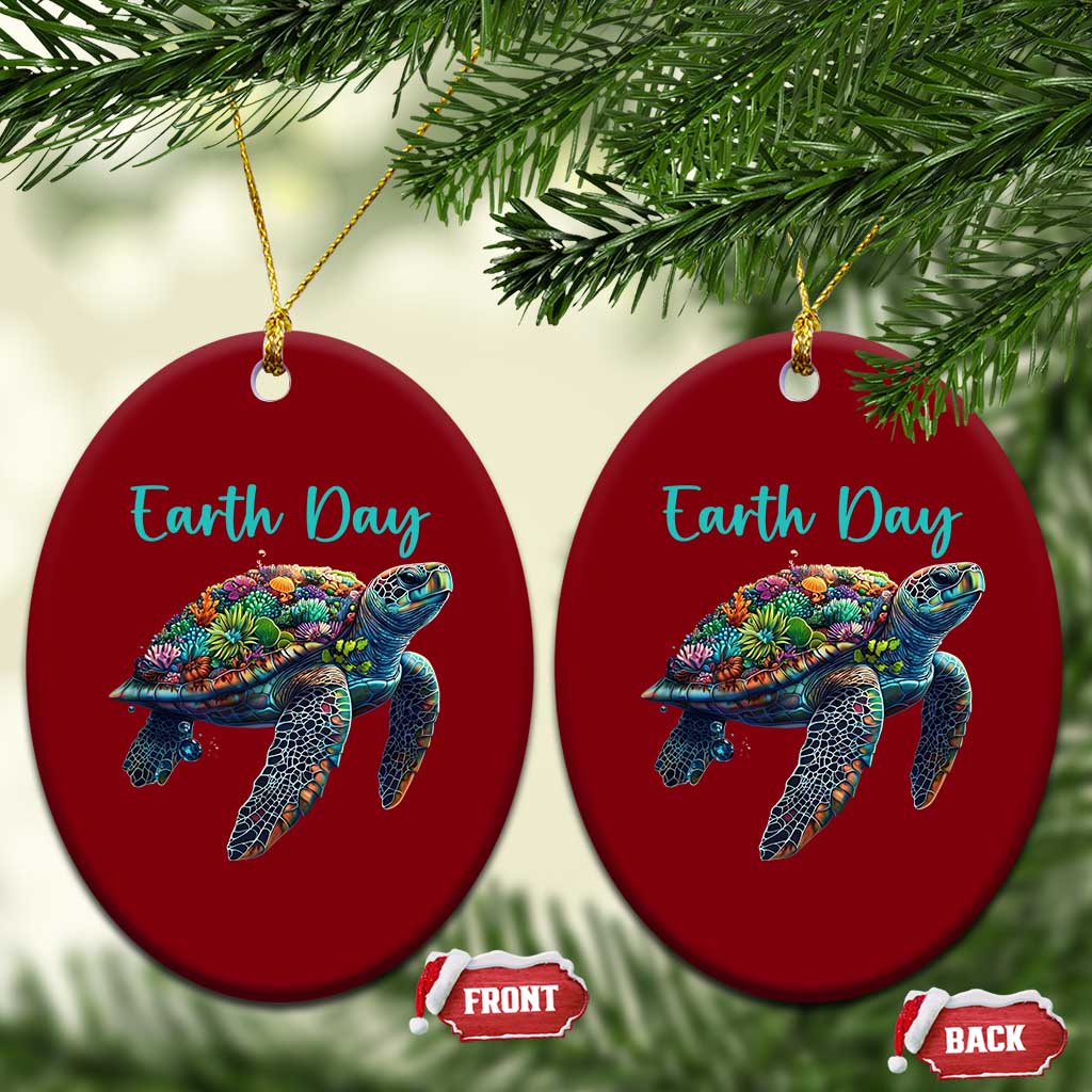 Sea Turtle Earth Day Ceramic Ornament Save The Earth TS02 Print Your Wear