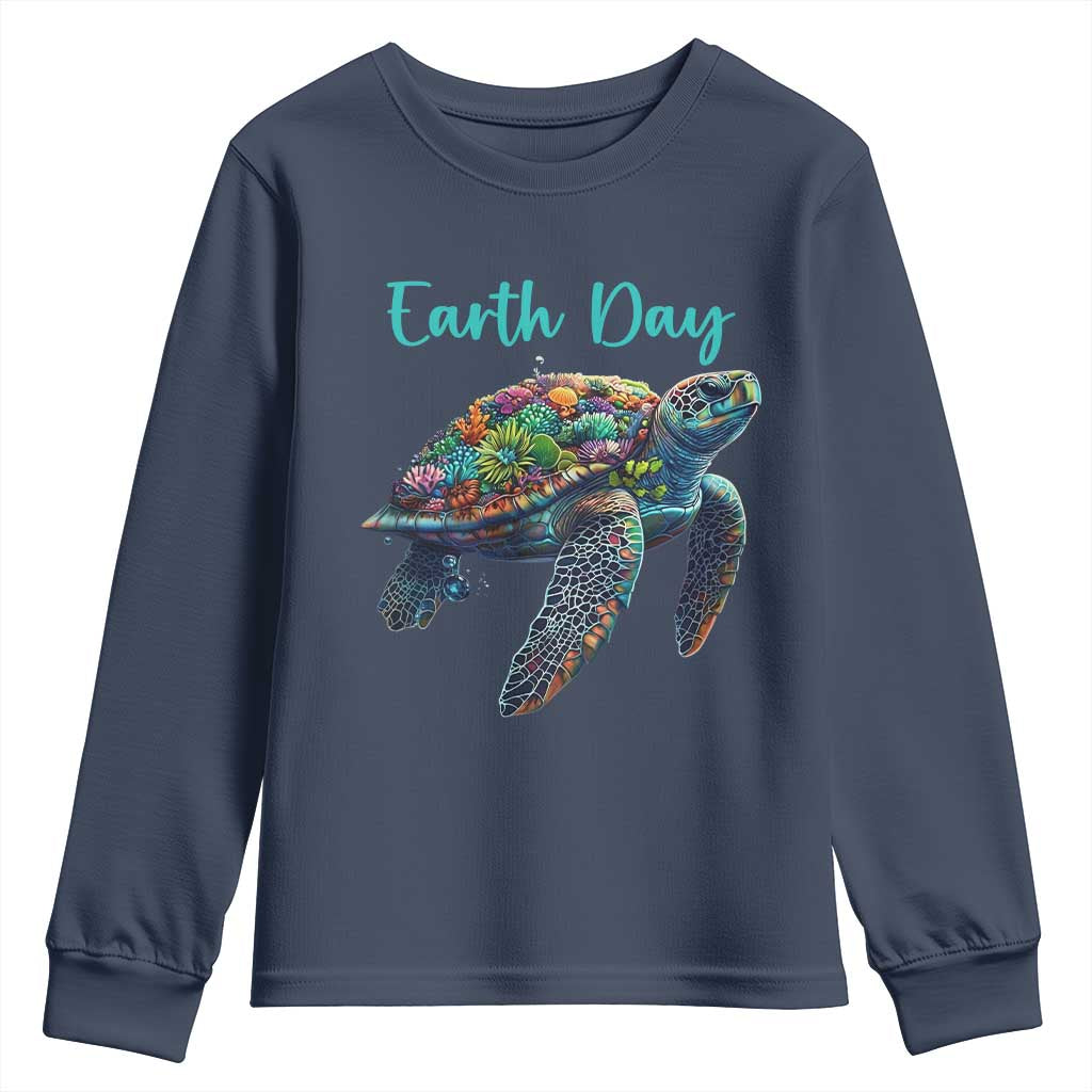 Sea Turtle Earth Day Youth Sweatshirt Save The Earth TS02 Navy Print Your Wear
