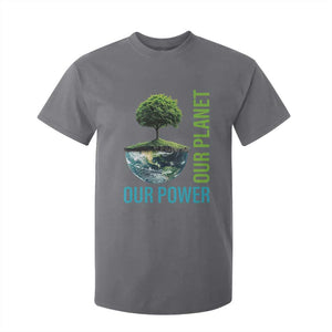 Our Power Our Planet T Shirt For Kid Earth Day 2025 TS02 Charcoal Print Your Wear