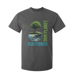 Our Power Our Planet T Shirt For Kid Earth Day 2025 TS02 Dark Heather Print Your Wear