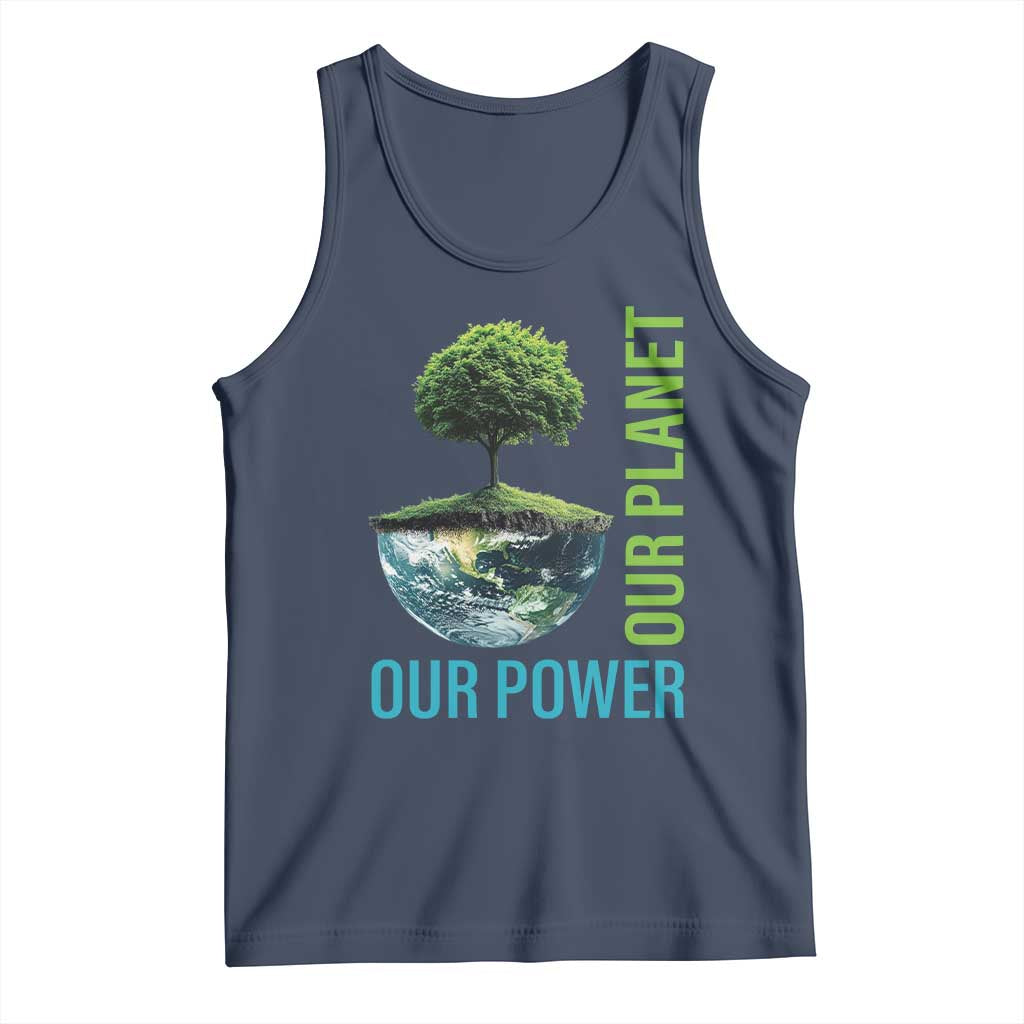 Our Power Our Planet Tank Top Earth Day 2025 TS02 Navy Print Your Wear
