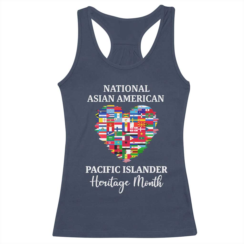 AAPI Heritage Month Racerback Tank Top National Asian American and Pacific Islander Countries Flag Heart TS02 Navy Print Your Wear
