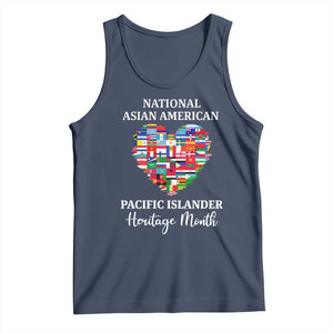 AAPI Heritage Month Tank Top National Asian American and Pacific Islander Countries Flag Heart TS02 Navy Print Your Wear