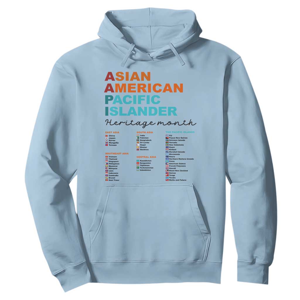 AAPI Heritage Month Hoodie Asian American and Pacific Islander Countries Pride TS02 Light Blue Print Your Wear