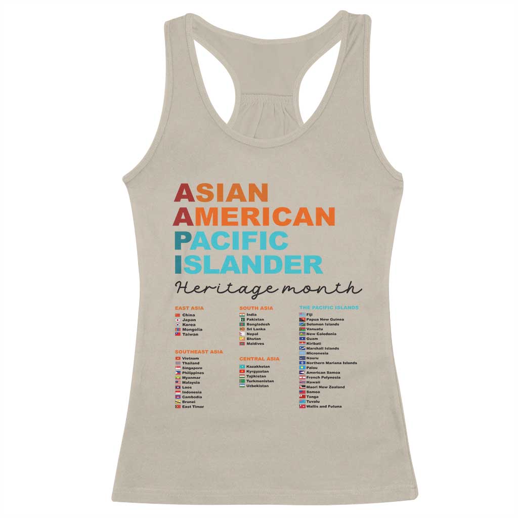 AAPI Heritage Month Racerback Tank Top Asian American and Pacific Islander Countries Pride TS02 Sand Print Your Wear