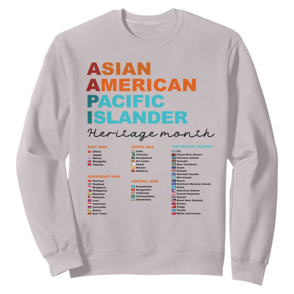 AAPI Heritage Month Sweatshirt Asian American and Pacific Islander Countries Pride TS02 Ice Gray Print Your Wear